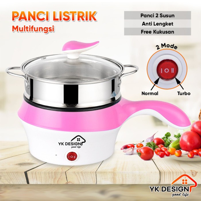 YK DESIGN YK-802 Panci Elektrik Panci Listrik FREE Kukusan Stainless