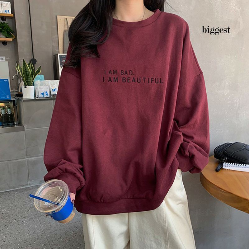 S - XXXXXL(6XL) Sweater I AM BAD size JUMBO OVERSIZE Jaket Crewneck Women Korean Fashion Loose BIGSIZE Jaket Jumbo BAD BEAUTIFUL