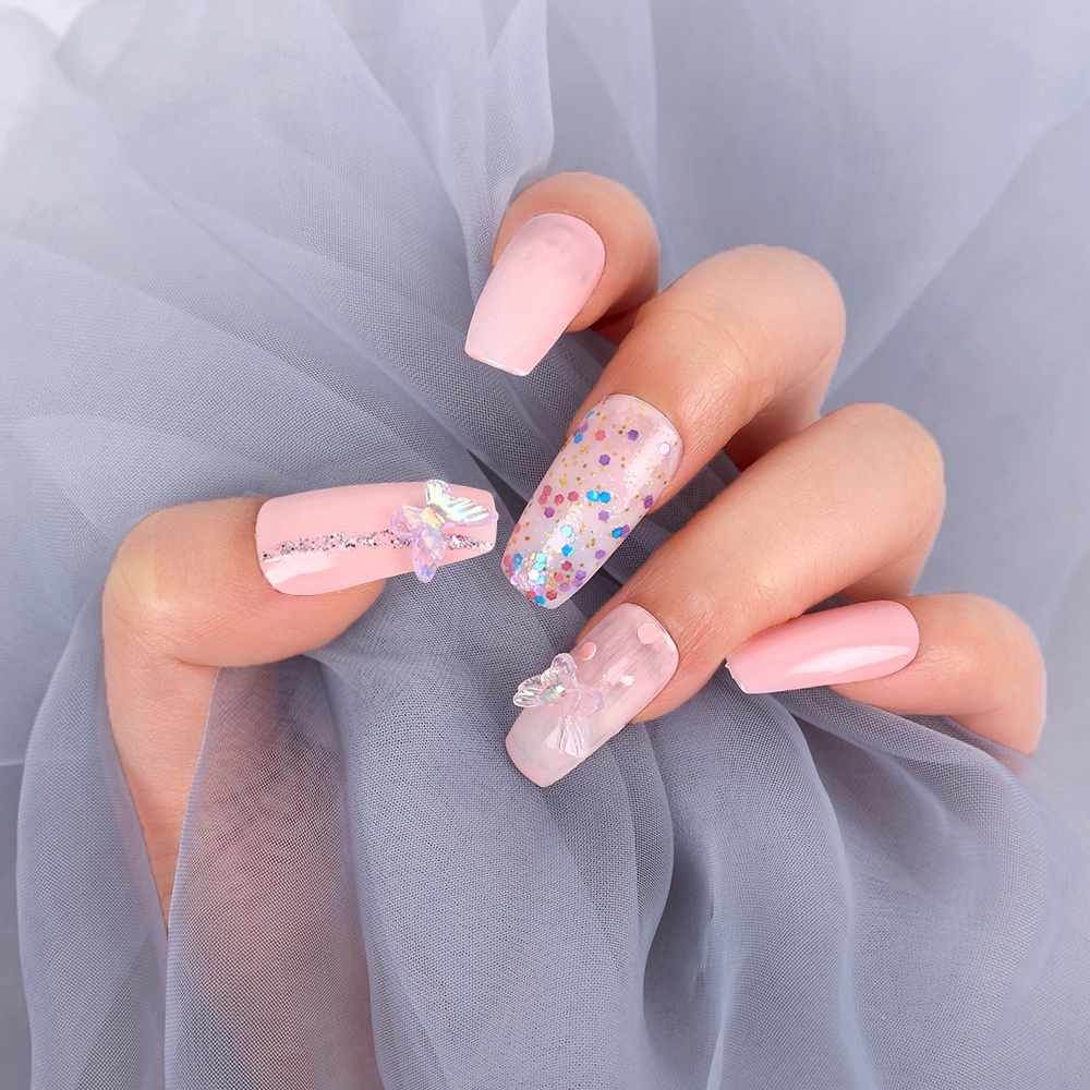 Stiker Kuku Motif Kupu-Kupu 3D Glitter Warna-Warni Bahan Resin Untuk Dekorasi Nail Art Butterfly