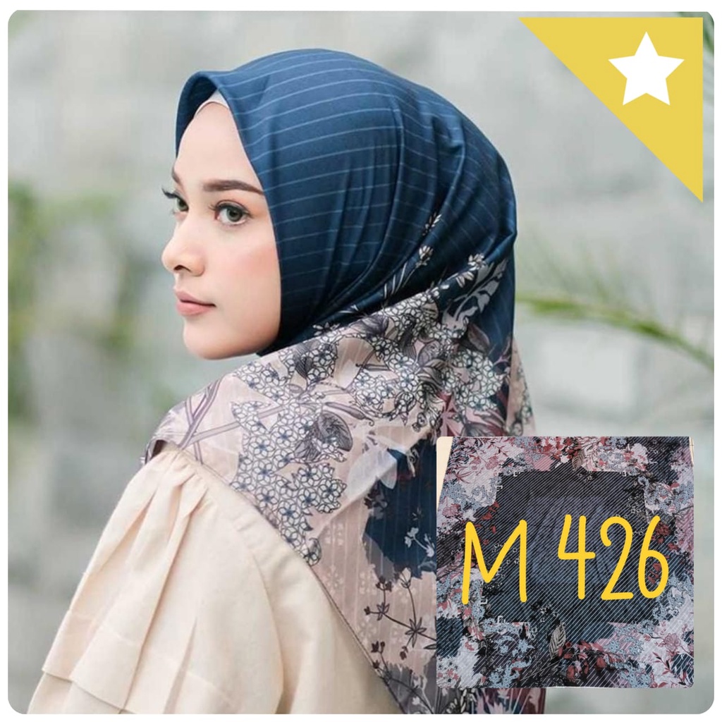BESTSELLER Hijab Segiempat Voal Motif Printing Lasercut Kerudung Motif Square Grosir Jilbab Murah NN hijab-M426