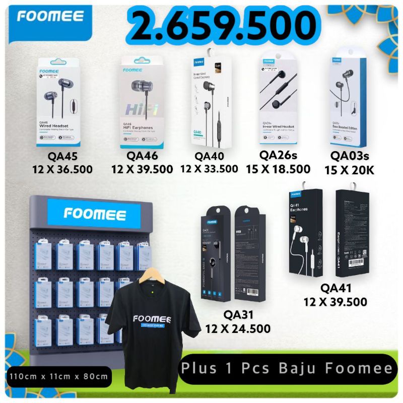Promo Paket Reseller Gratis Rak Pajangan Display Gantung + Kaos FOOMEE ( QA45 / QA46 / QA40 / QA26s 