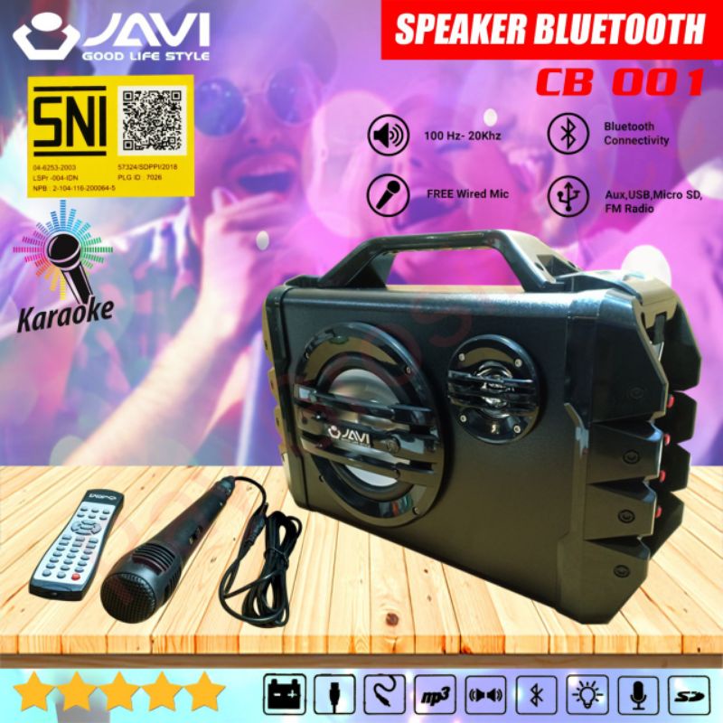 Speaker Bluetooth JAVI CB001 + Mic Remote karaoke JUMBO