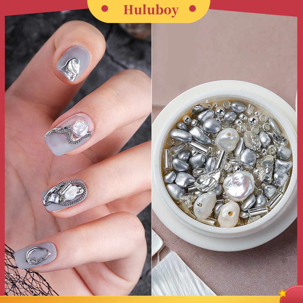 Huluboy Huluboy♡ 1 Kotak Mutiara Bentuk Kerang Batu Untuk Aksesoris Nail Art