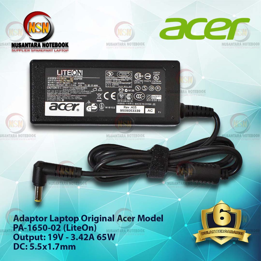 Adaptor Charger Laptop Original Acer 19V - 3.42A DC 5.5*1.7 LITEON For Laptop