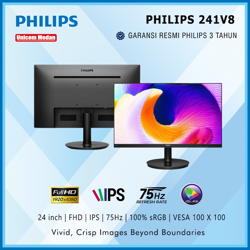 Monitor LED Philips 241V8 24&quot; IPS 1080p VGA HDMI Vesa 100x100