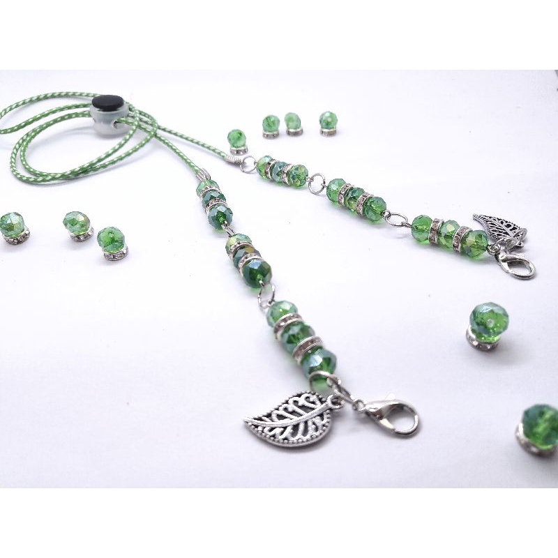 tali masker konektor hijab or non hijab premium Strap mask lanyard batu kristal 8mm gantungan masker