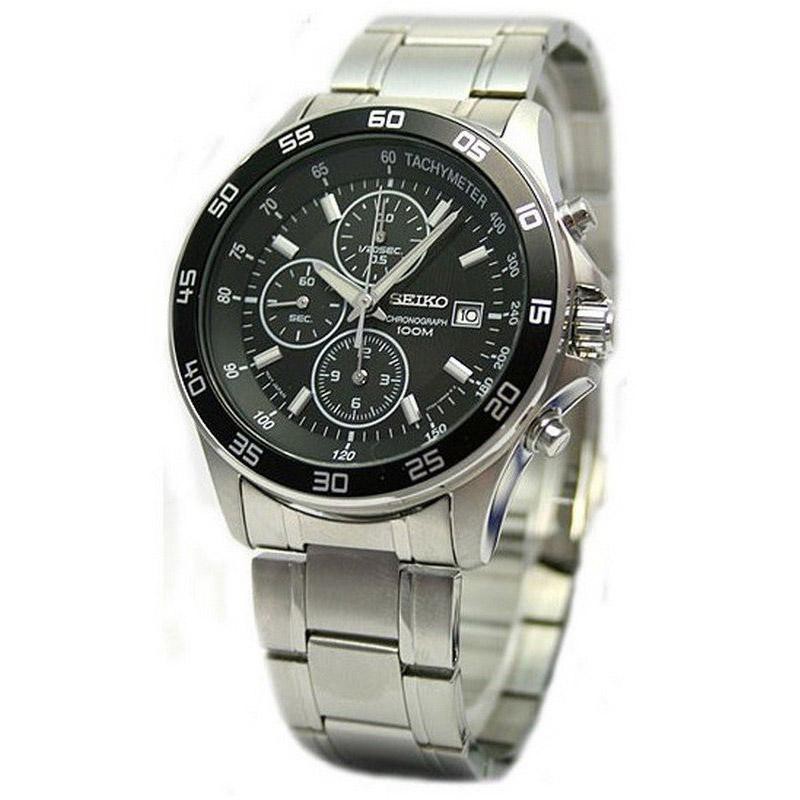 Seiko Quartz SNDA75P1 Chronograph Black Dial-Bezel | Jam Pria SNDA75