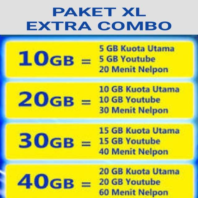 PROMO XL EXTRA COMBO 10GB 20GB 30GB 40GB 70GB