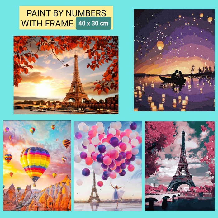 

Produk Terbaru Paint By Number Painting Kit With Frame 40X30 Cm Lukisan Eiffel Paris