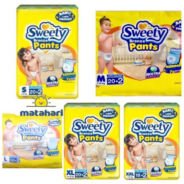 Sweety Bronze Pants Popok Bayi S20+2/ M20+2/ L20+2/ XL20/ XXL18