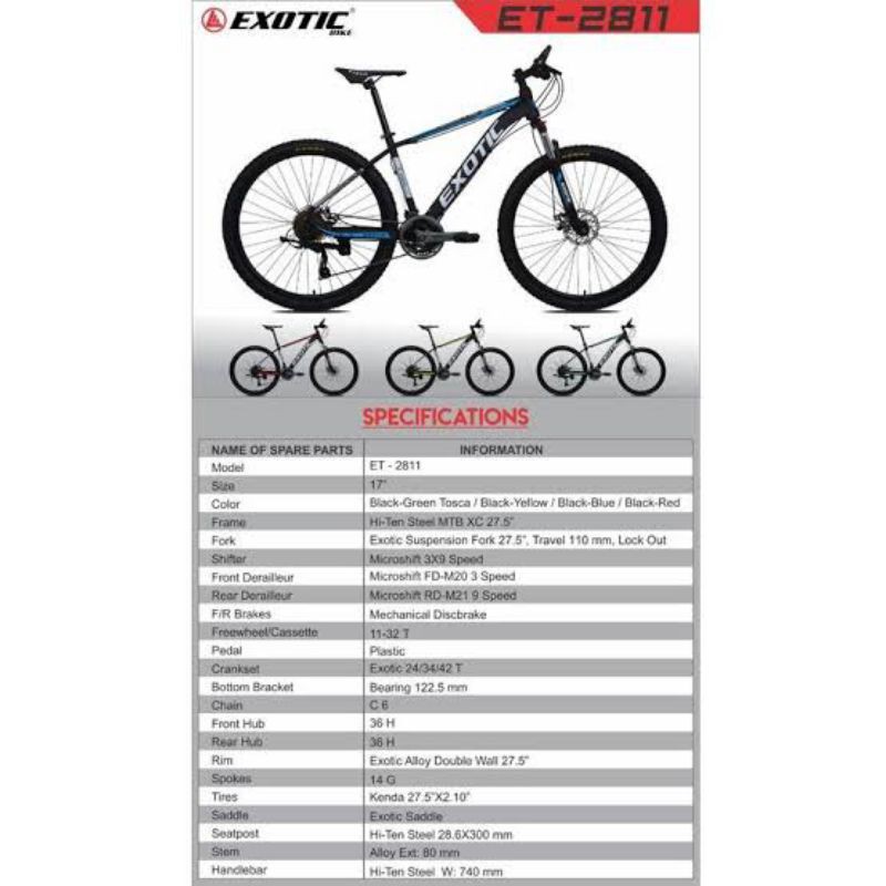 MTB EXOTIC ET 2811 MURAH