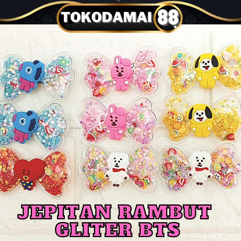 Jepitan Rambut Korea Gliter BTS Premium/BT21 Karakter Import Premium