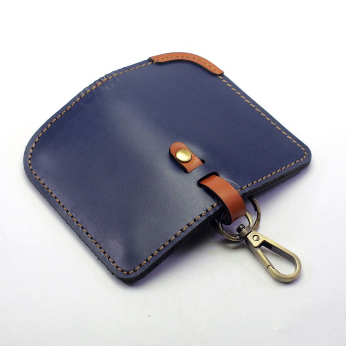 Dompet STNK Mobil Motor kulit asli key chain Biru