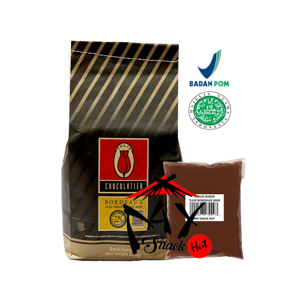 TULIP BORDEAUX 50GR - PURE COCOA CACAO POWDER KUE ROTI PASTRY COKELAT COKLAT BUBUK BURDOK BORDOX HALAL