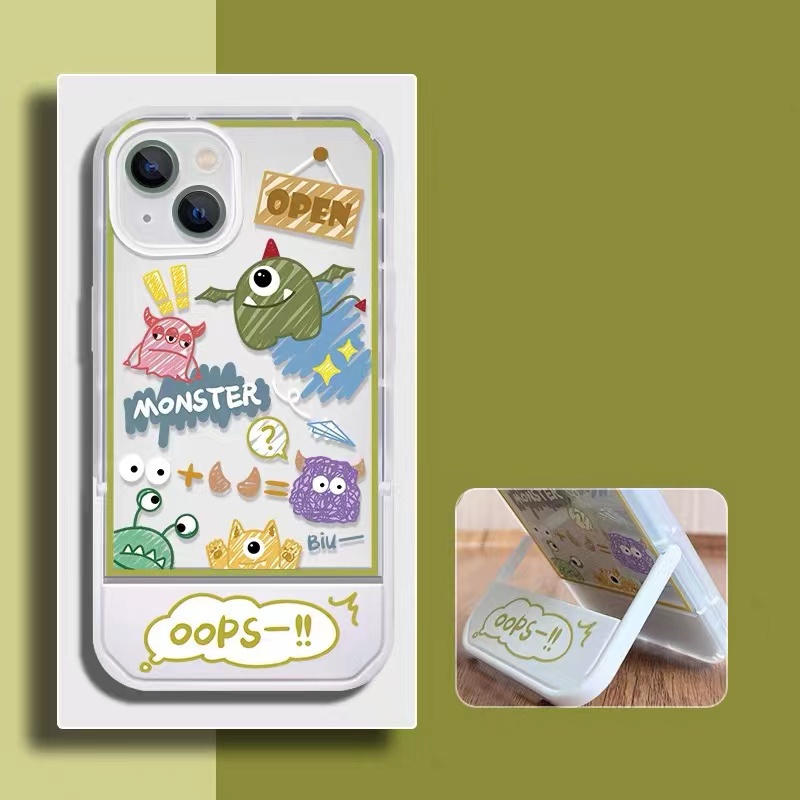 Soft Case TPU Transparan Dengan Bracket Untuk iPhone 13 12 11 Pro X XR XS Max SE 2020 6 6S 7 8 Plus