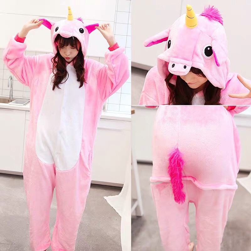 BONEKA KOSTUM ONESIE UNICORN PINK UNGU KUDA PONY PIYAMA COSPLAY