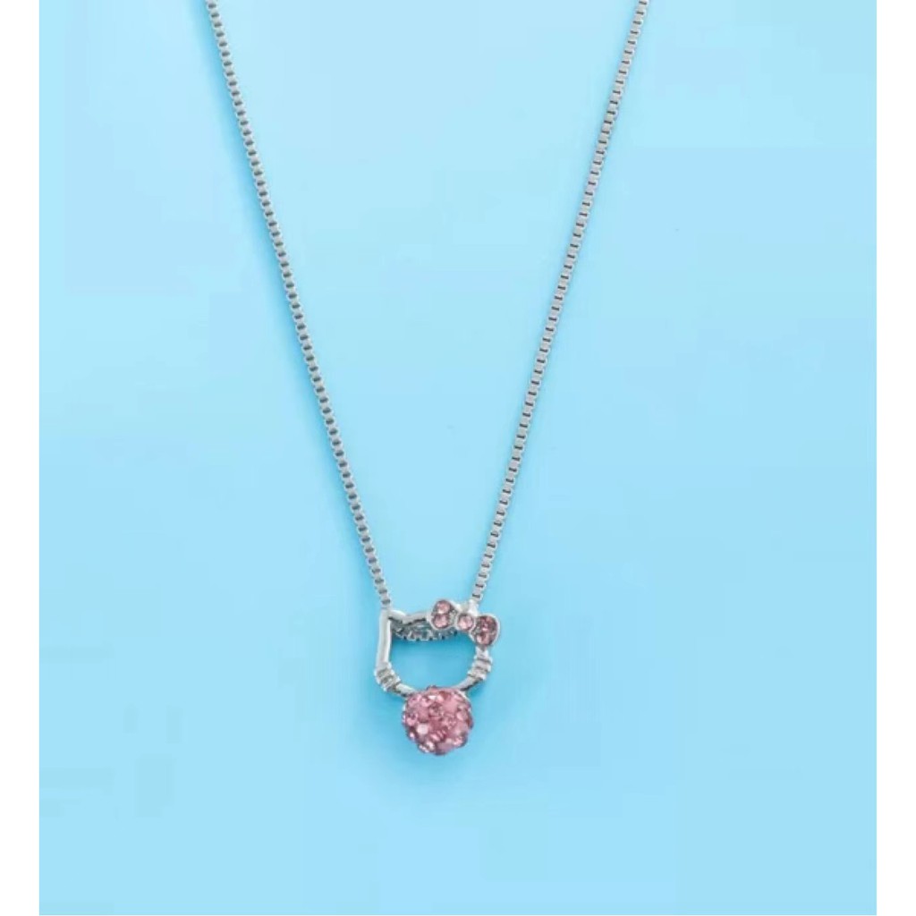 Kalung Hello Kitty Stainless Crystal Diamond / Titanium Jewelry / Perhiasan Wanita