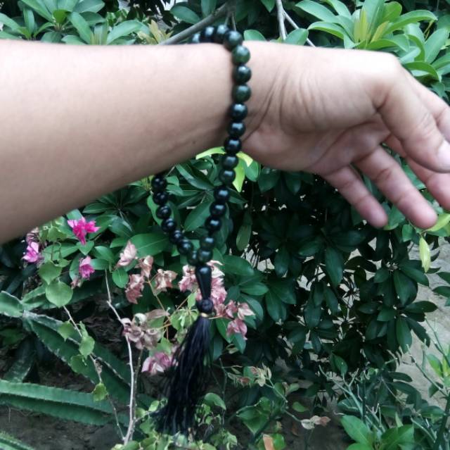 Tasbih 33 Butir Giok Black Jade Aceh Terapi 9mm Kualitas Super