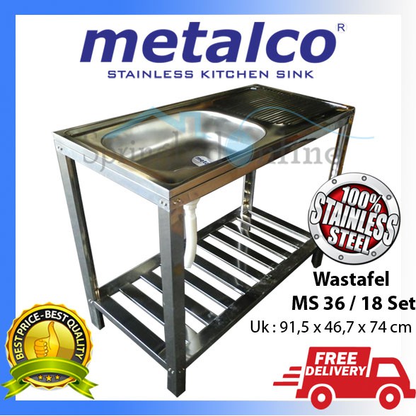 Wastafel Bak Cuci Piring Metalco MS 36 18 Set Portable  