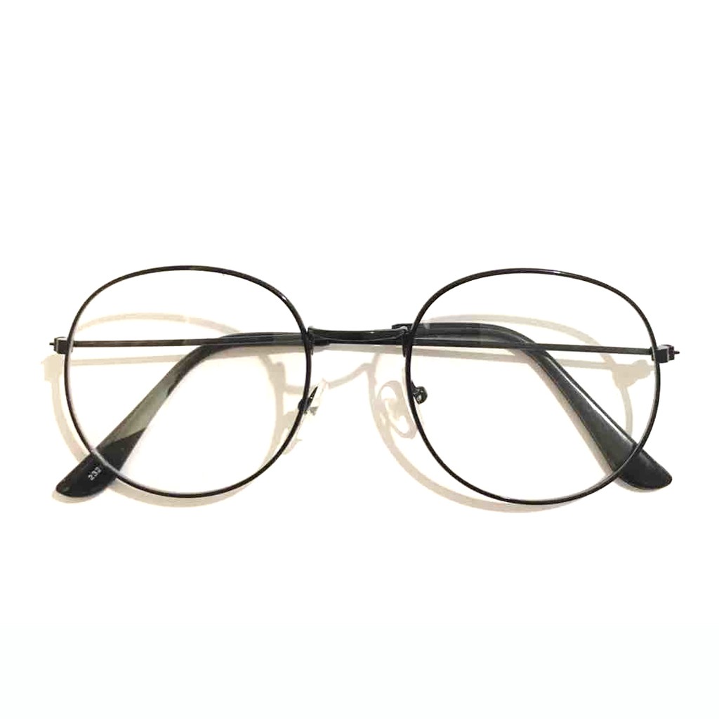 Rowling Impor murah Frame Kacamata Wanita dan Pria Gaya Retro Round Eyeglasses Metal Frame Kacamata Fashion-16-6 Hitam