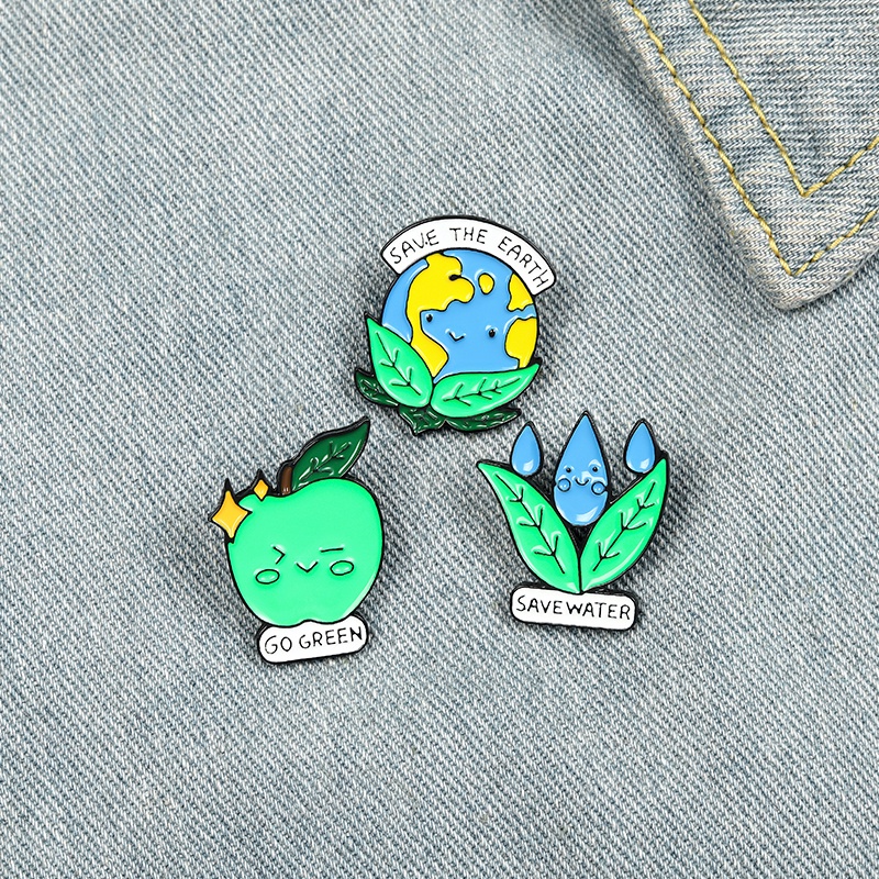 Bros Pin Enamel Bentuk Bumi Hemat Air Untuk Koleksi / Hadiah Teman