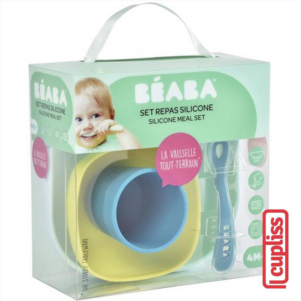 BEABA Silicone Meal Set 4 pcs 122195 Blue Alat Makan Anak