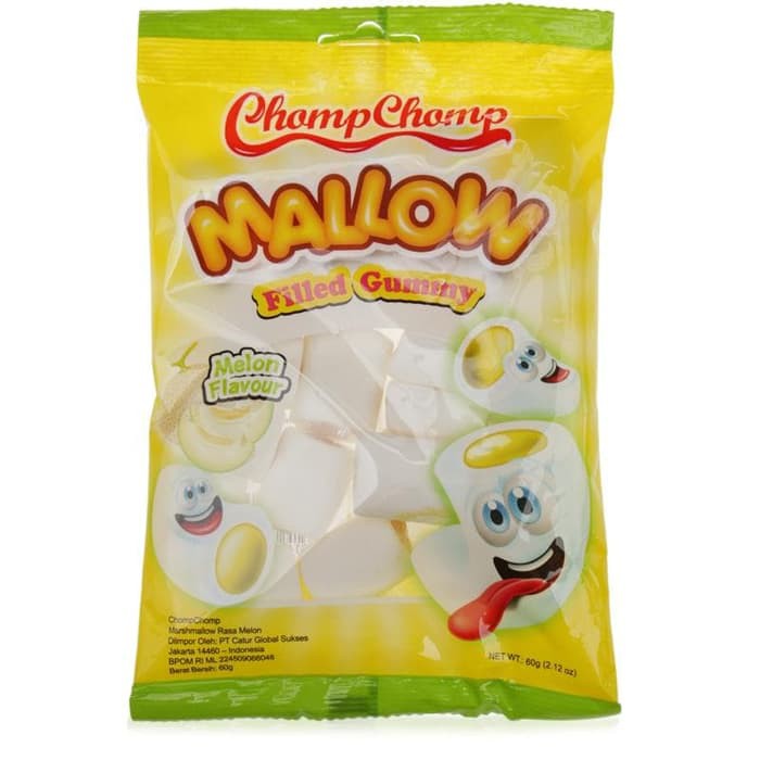 

Chomp Chomp Marshmallow Filled Gummy 60 gram Melon/ ChompChomp