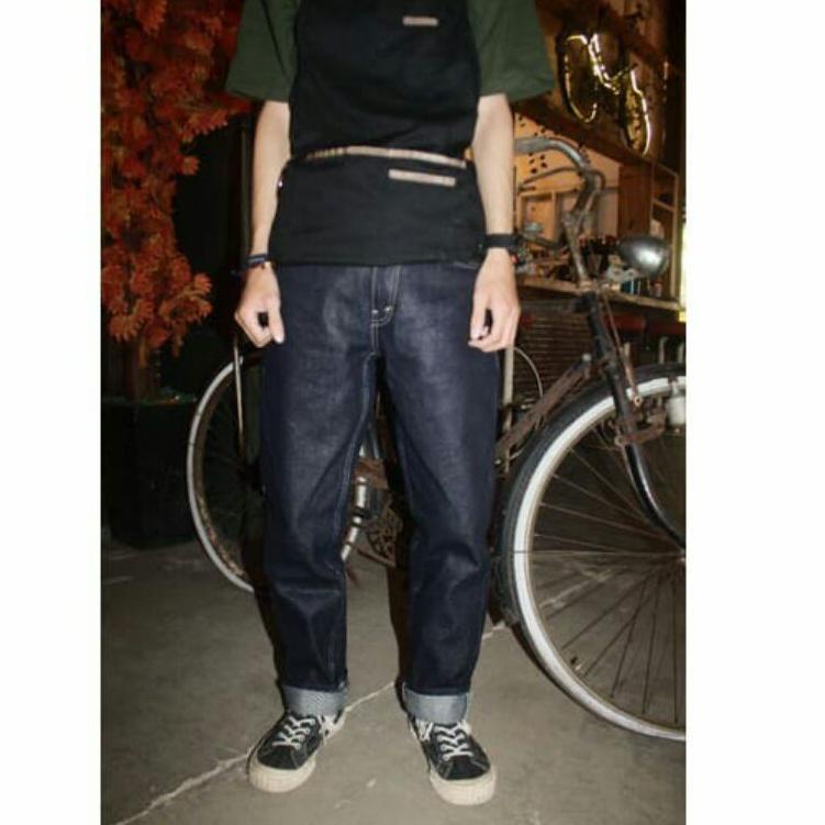 Koleksi Terbaru.. ORIGINAL FUCKMOUS ✅ DENIM SELVEDGE SHELSTICH 16 OZ BLACK INDIGO / DENIM SELVEDGE A