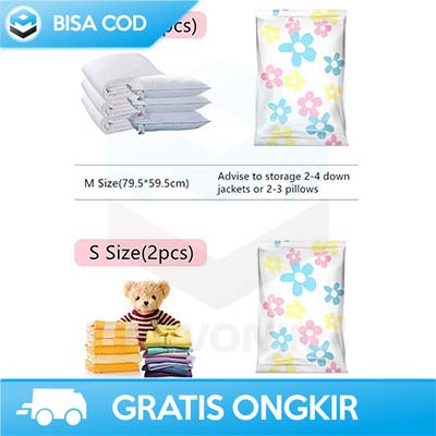 PLASTIK VAKUM PAKAIAN 1 SET ZIPLOCK WHISM SN09109 ORIGINAL 10 PCS PLASTIK VACUM BAJU PLUS POMPA ELEKTRIK