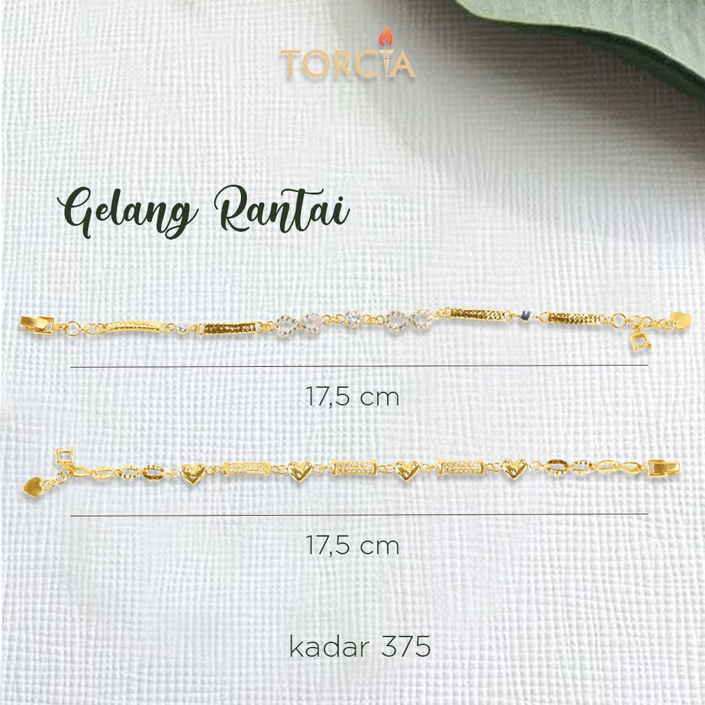 Gelang Rantai Emas Asli Infinity Love Pipa Permata Kadar 375 Torcia