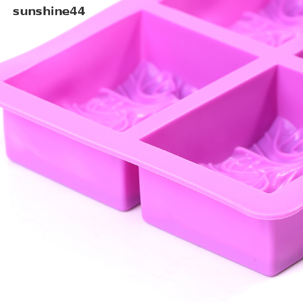 Sunshine Cetakan Silikon Bentuk Bunga Bergelombang 4 Lubang Untuk Diy Sabun / Kue / Minyak / Resin