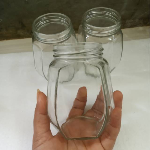 Botol bekas madu paket 4pcs botol kaca botol segi 8 botol polos