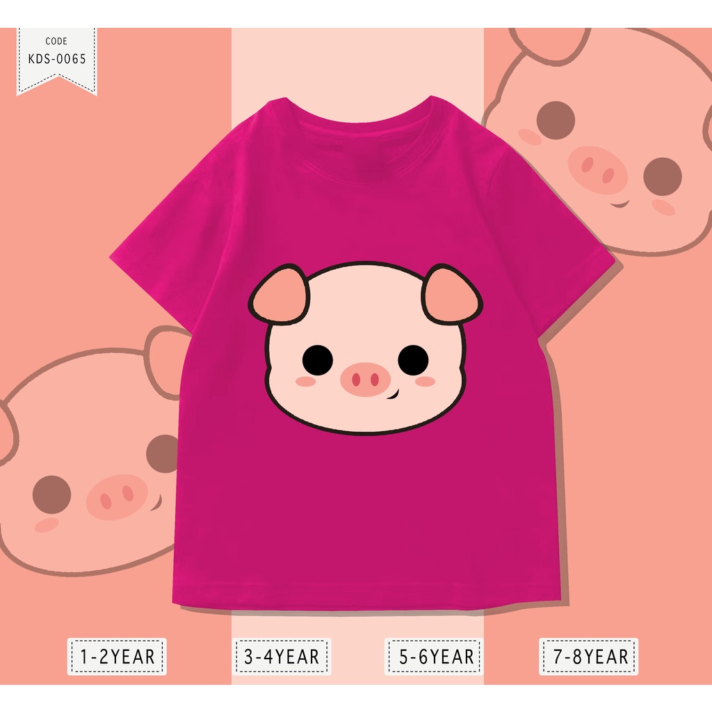 KAOS ANAK-ANAK COWOK / CEWEK UNISEX / PIG HEAD / BAHAN ADEM DAN LEMBUT