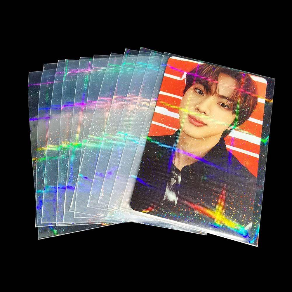 Lanfy 10pcs Cover Pelindung Kartu Laser Holografik Transparan