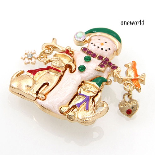 OW@ Wedding Party Christmas Lovely Gift Jewelry Rhinestone Enamel Alloy Brooch Pin