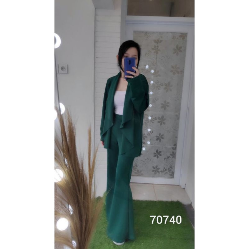 70740 Setelan Blazer Kerja  ( Blazer + Celana Panjang ) setelan kerja scuba titanium