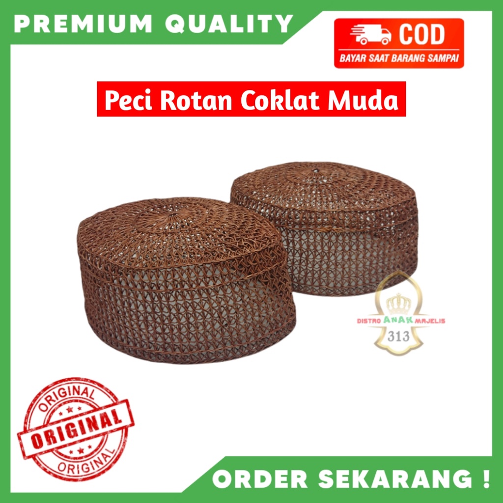 Kopiah Rajut Rotan - Peci Rotan Rajut Murah - Peci Akar - Peci Rotan Coklat - Kopyah Rotan - Songkok