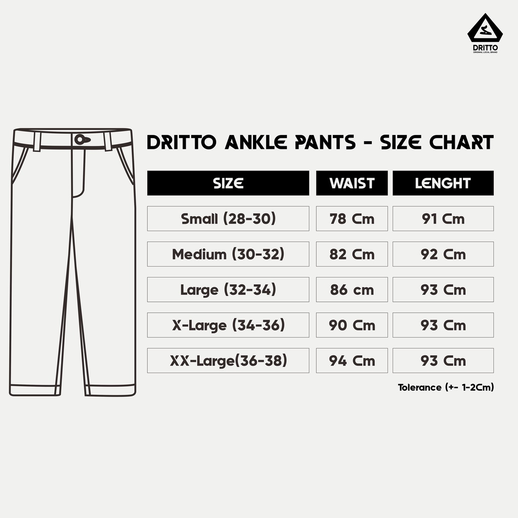 Dritto Ankle Pants - Celana Bahan Formal Kantoran Slim Fit - Hitam