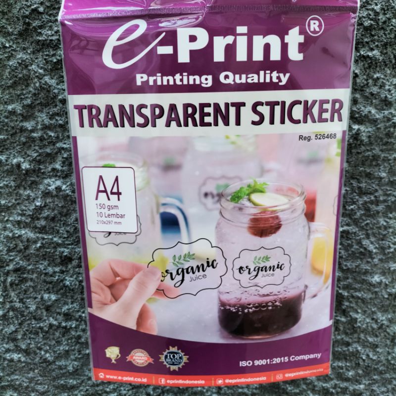 E-Print Sticker Transparant A4 150gsm