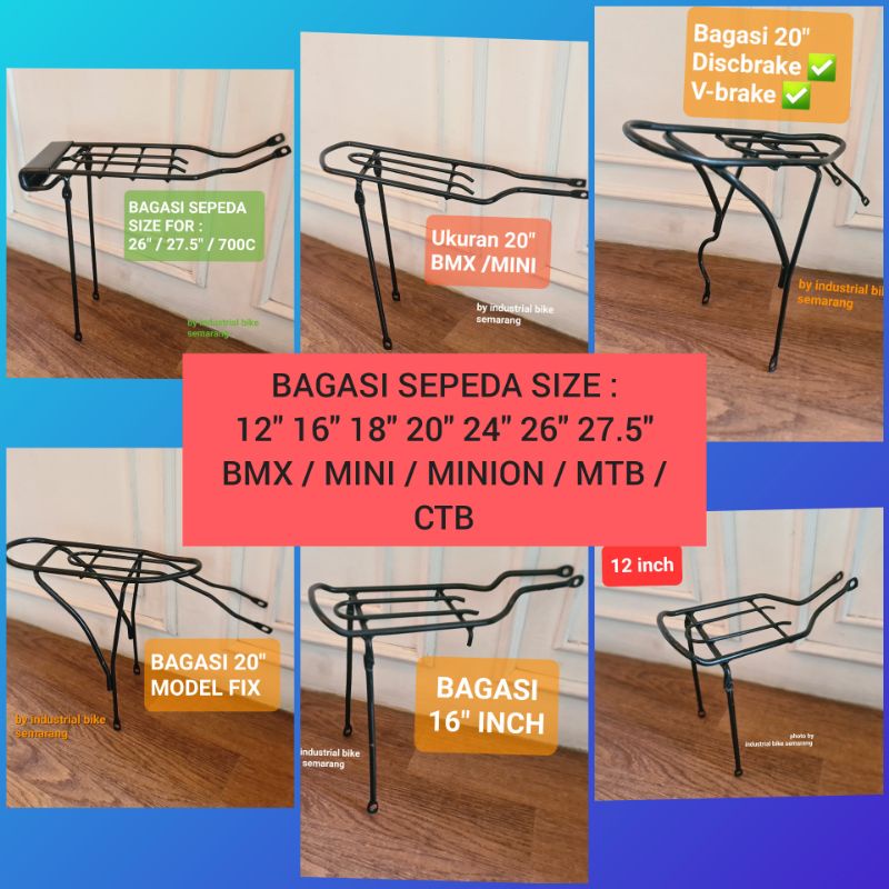 Lengkap &amp; Termurah !!! Bagasi Sepeda Boncengan Belakang Ukuran Size 12 16 20 26 27.5 inch 12inc 16inch 20inch 26inch Steel Material