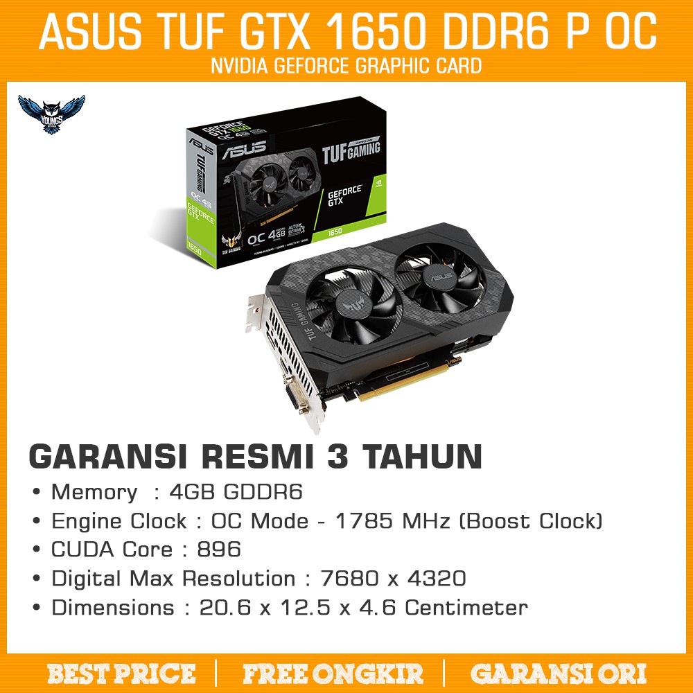 ASUS TUF GTX 1650 P GAMING OC 4GB DDR6 VGA CARD NVIDIA