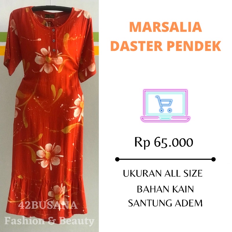 Marsalia Daster Pendek | Batik Asli Pekalongan | Bahan Kain Santung