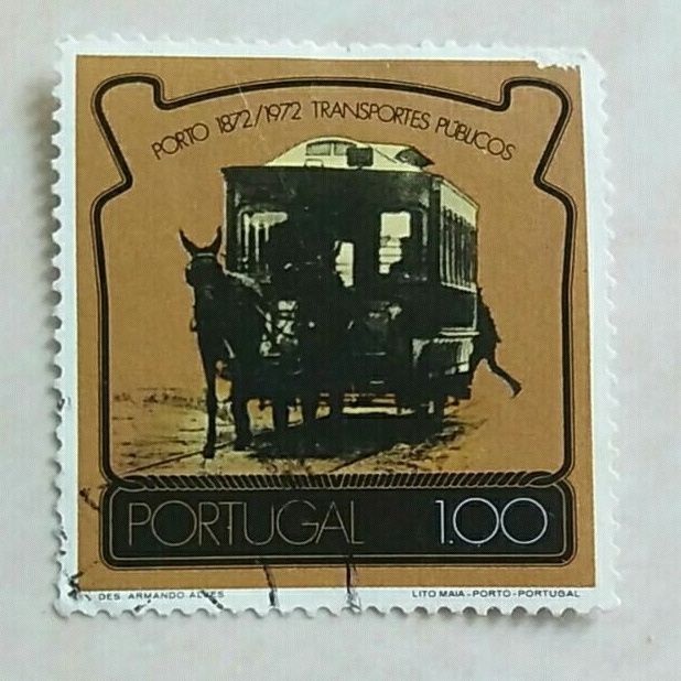 

(AD) Perangko Portugal 1973 Oporto's Public Transport System - Horse Tramway 1 escudo Used