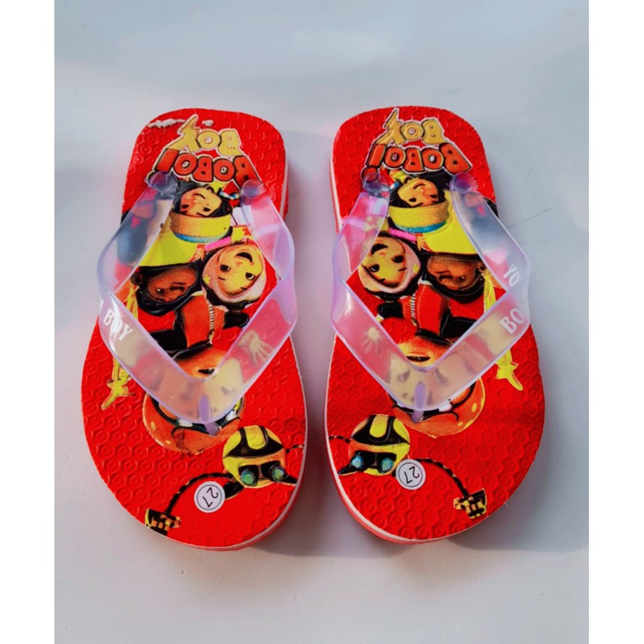 sandal jepit anak laki laki motif boboi, superman, dan ironman