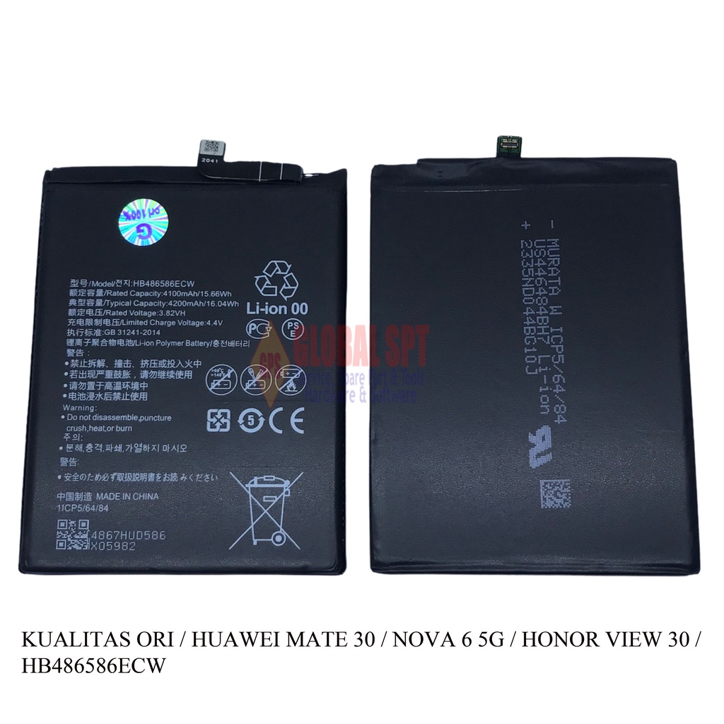 KUALITAS ORI / BATERAI HUAWEI MATE 30 / BATRE / BATERE / NOVA 6 5G / HONOR VIEW 30 / HB486586ECW