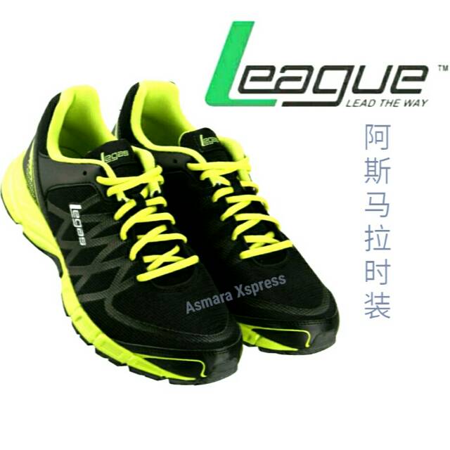 League Original Legas Evo LA Sepatu Lari - Black Lime Punch