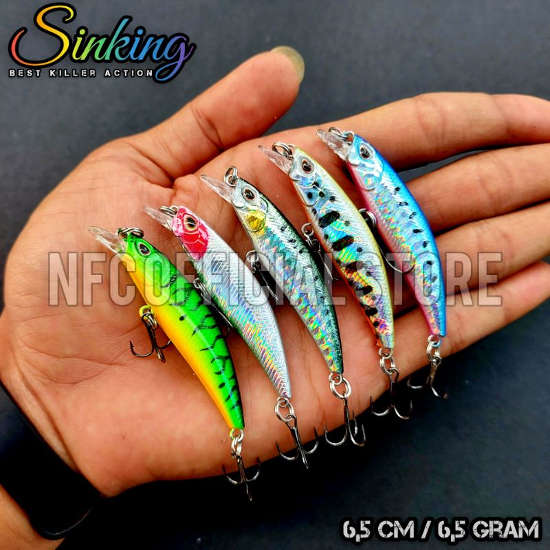 Lure minnow sinking 6,5 cm 6,5 gram Best killer action Rekomendasi untuk ultralight casting