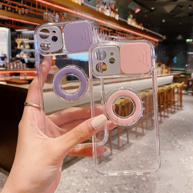Transparent stand multifunctional case iphone 11 pro max 12/13 pro max Xs max XR 7plus/8plus lens protection fully enclosed shockproof case