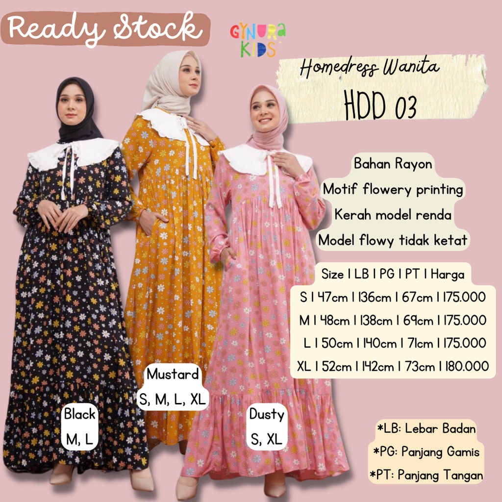 GAMIS GYNURA HARIAN WANITA BAHAN RAYON MOTIF BUNGA HDD 03 GYNURA