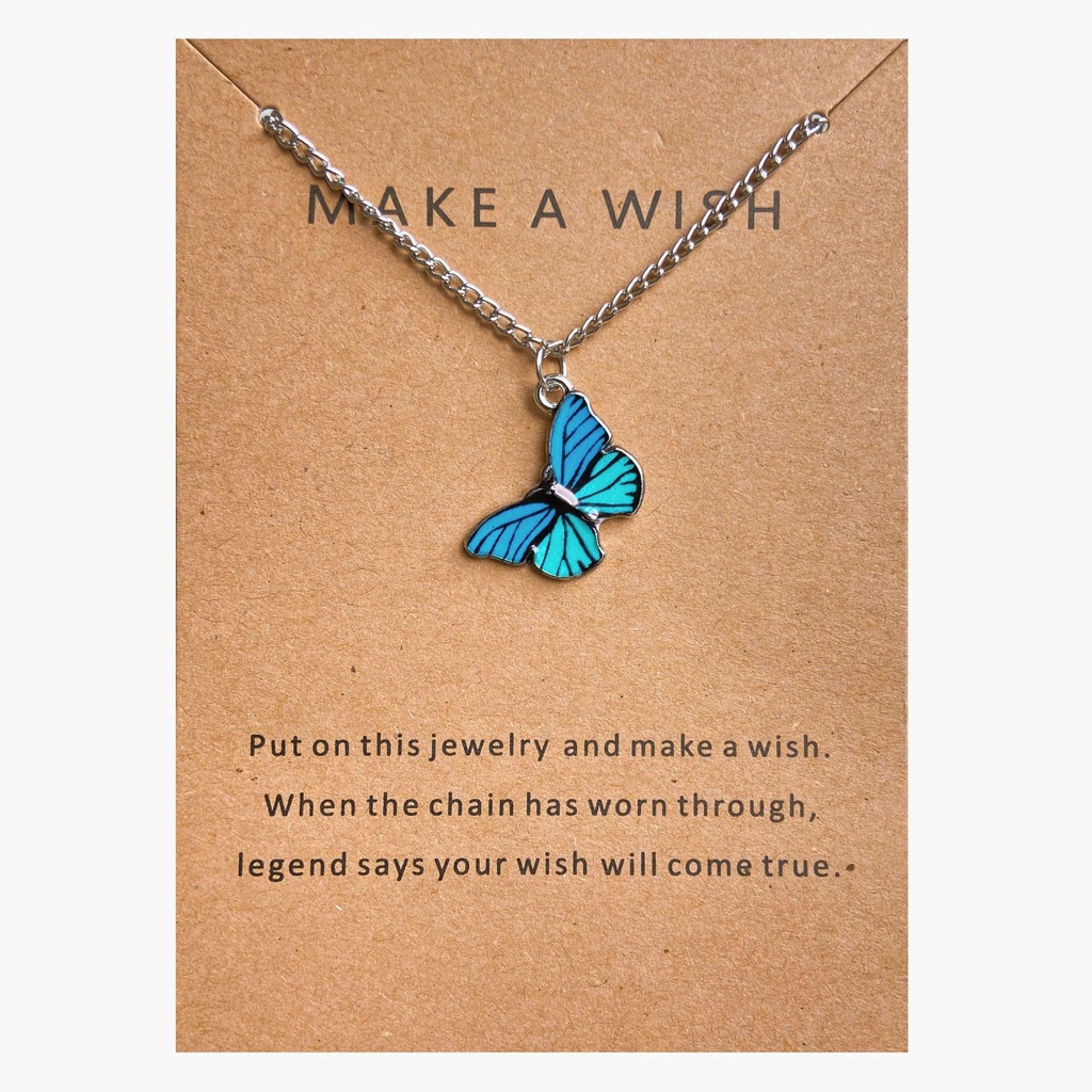 Kalung Rantai Liontin Kupu-Kupu Bahan Alloy Gaya Bohemian Untuk Wanita